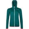 Ortovox Fleece Light Grid Hooded Jacket W -Matériel De Ski Boutique 87057 60801 FLEECE LIGHT GRID HOODED JKT W pacific green B 01 1 2