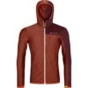 Ortovox Fleece Light Grid Hooded Jacket M -Matériel De Ski Boutique 87077 23201 FLEECE LIGHT GRID HOODED JKT M clay orange B 01 1